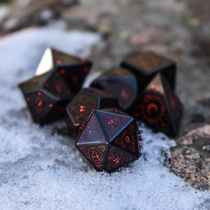 Spellcaster Obsidian Stone Dice Set – 7-Piece Natural Stone RPG Dice