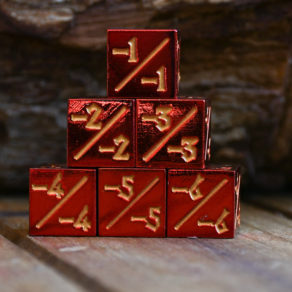 -1/-1 Counter Dice- Red, 6ct.
