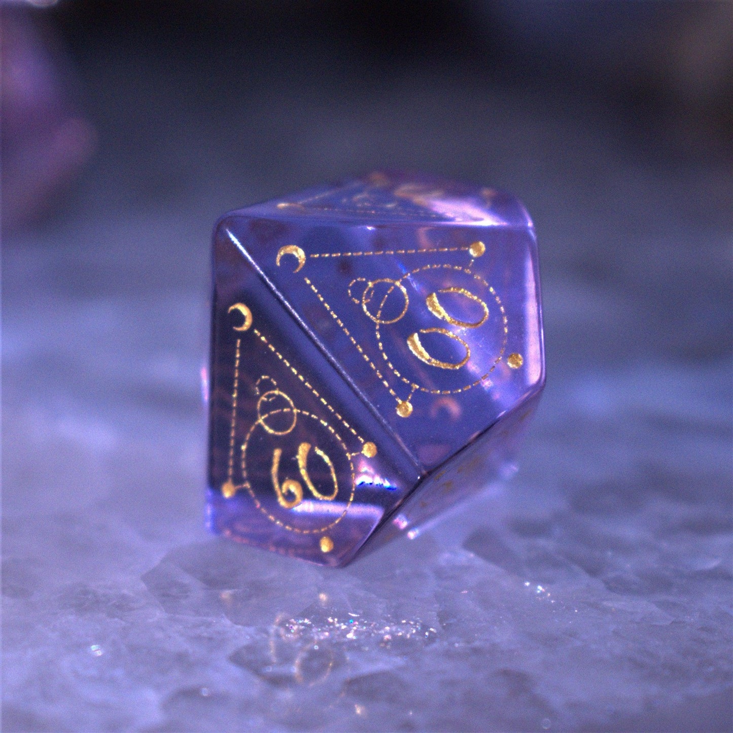 Spellcaster Purple Glass Dice Set – 7-Piece Polyhedral RPG Dice