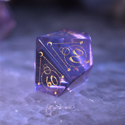 Spellcaster Purple Glass Dice Set – 7-Piece Polyhedral RPG Dice