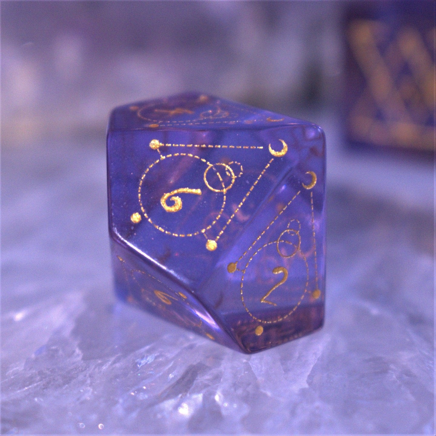 Spellcaster Purple Glass Dice Set – 7-Piece Polyhedral RPG Dice