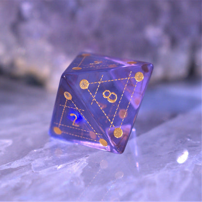 Spellcaster Purple Glass Dice Set – 7-Piece Polyhedral RPG Dice