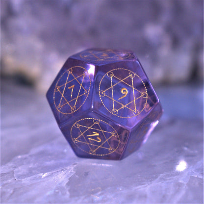 Spellcaster Purple Glass Dice Set – 7-Piece Polyhedral RPG Dice