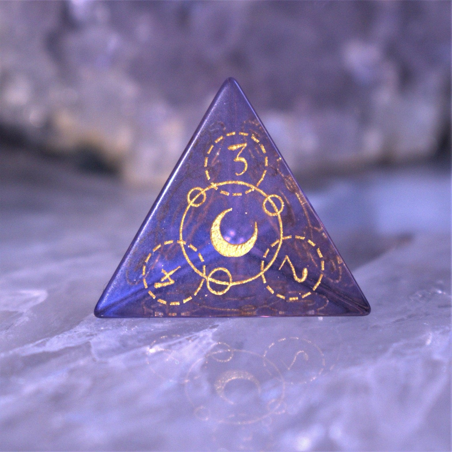 Spellcaster Purple Glass Dice Set – 7-Piece Polyhedral RPG Dice