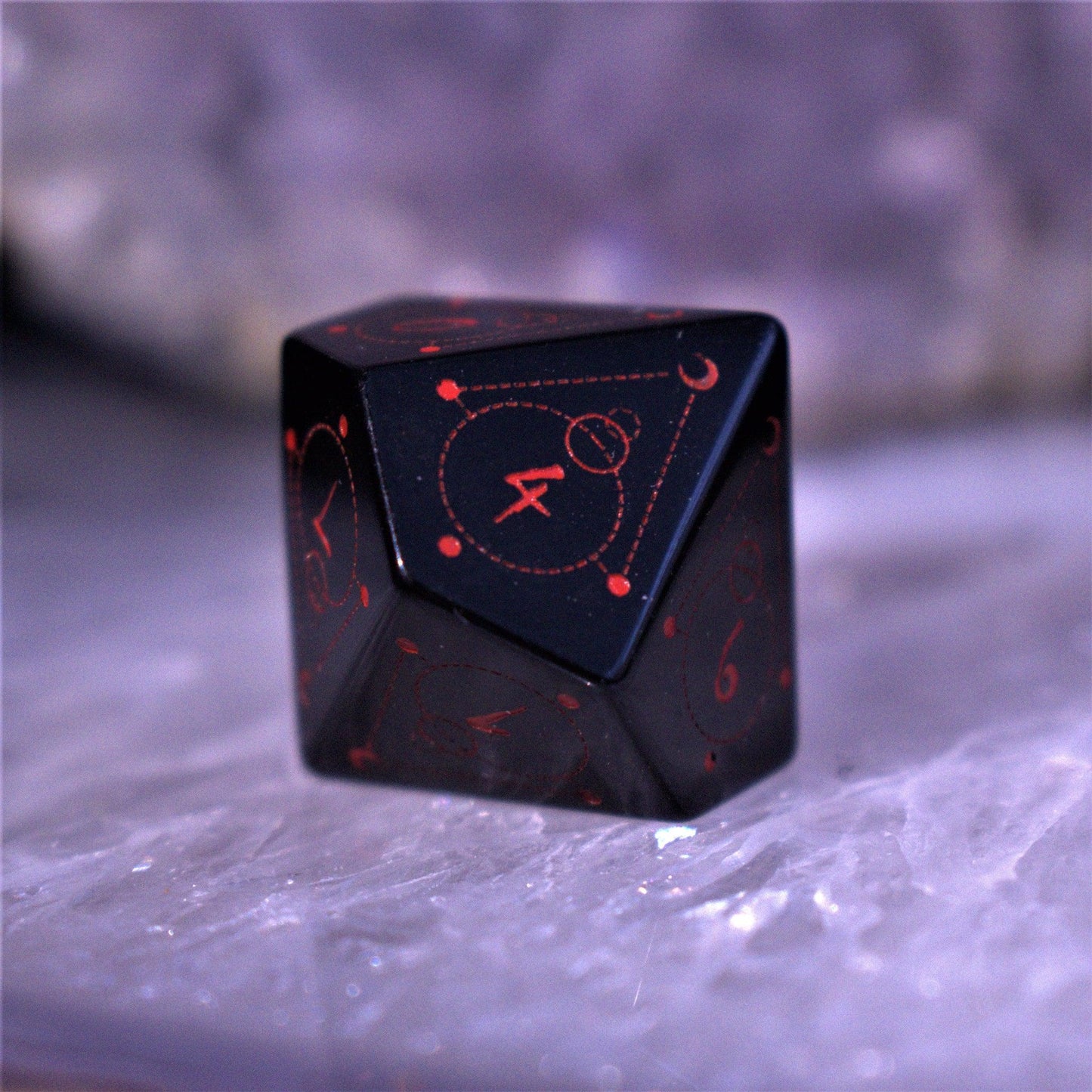 Spellcaster Obsidian Stone Dice Set – 7-Piece Natural Stone RPG Dice