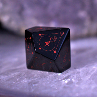 Spellcaster Obsidian Stone Dice Set – 7-Piece Natural Stone RPG Dice