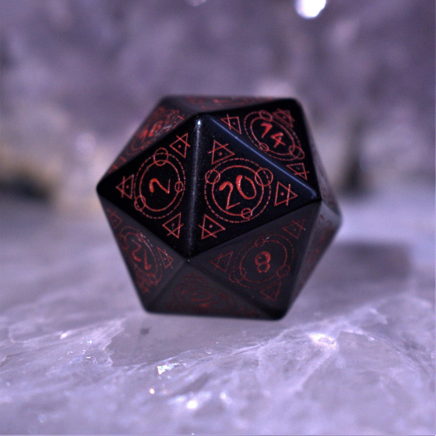 Spellcaster Obsidian Stone Dice Set – 7-Piece Natural Stone RPG Dice