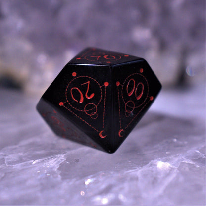 Spellcaster Obsidian Stone Dice Set – 7-Piece Natural Stone RPG Dice