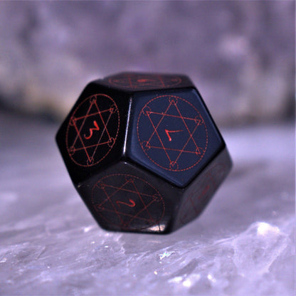 Spellcaster Obsidian Stone Dice Set – 7-Piece Natural Stone RPG Dice