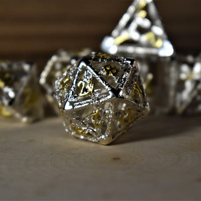 Legends of Valhalla - Silver and Gold Hollow Metal Dice Set