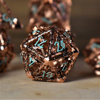 Legends of Valhalla - Copper and Blue Hollow Metal Dice Set