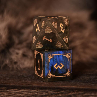 Nordic Black Labradorite Stone Dice Set - Dice Around the World Collection