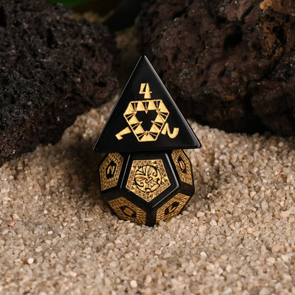 Polynesian Black Obsidian Stone Dice Set - Dice Around the World
