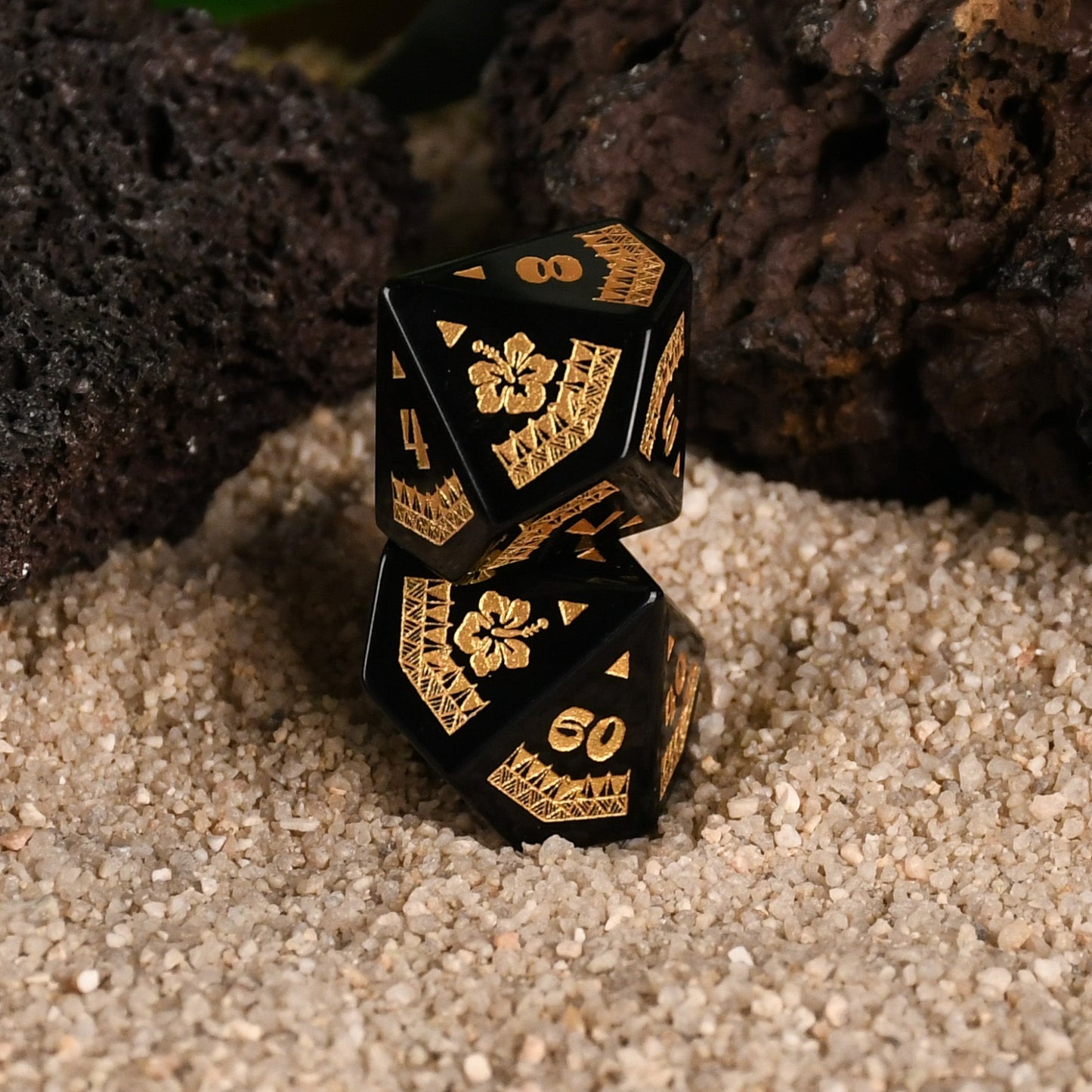 Polynesian Black Obsidian Stone Dice Set - Dice Around the World
