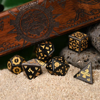 Aztec Silver Sheen Obsidian Stone Dice Set - Dice Around the World Collection