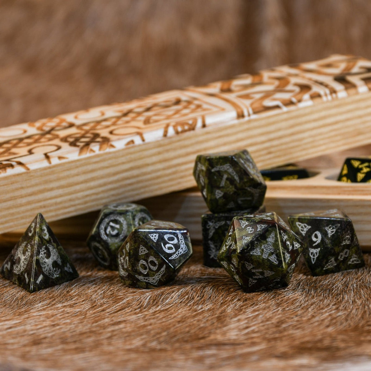 Celtic Dragon Blood Jasper Stone Dice Set – Dice Around the World Collection
