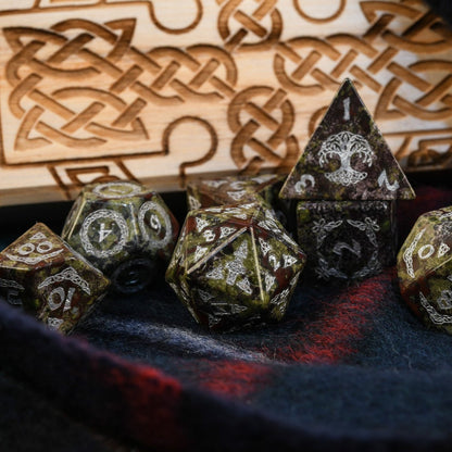 Celtic Dragon Blood Jasper Stone Dice Set – Dice Around the World Collection