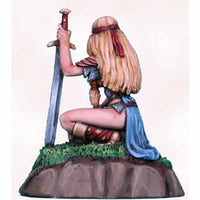 Evening Rest Crouching Female Warrior Miniature