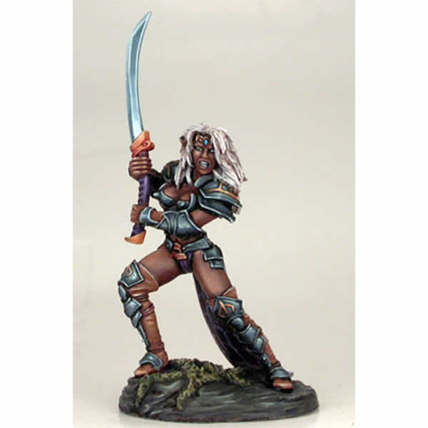 DSM7407 Female Dark Elf With Bastard Sword Miniature Visions In Fantasy
