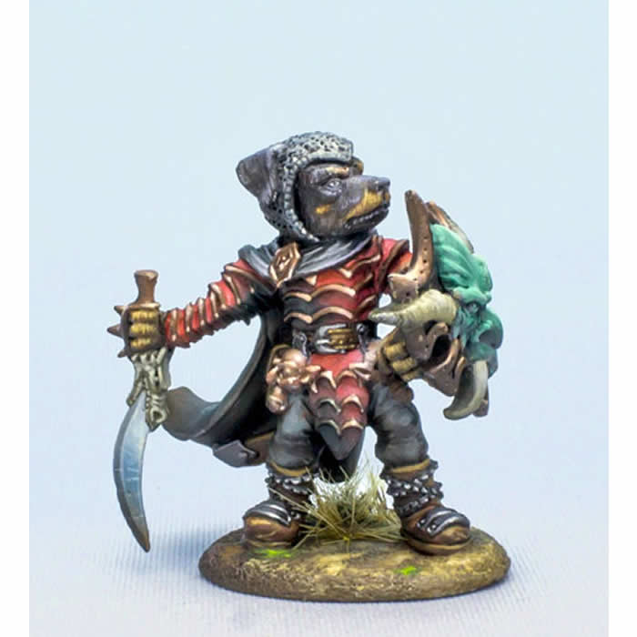 DSM8115 Rottweiler Warrior with Sword and Shield Miniature Critter Kingdoms