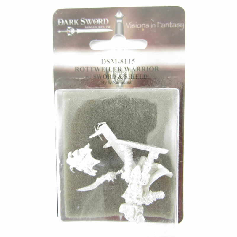 DSM8115 Rottweiler Warrior with Sword and Shield Miniature Critter Kingdoms
