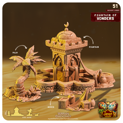 3D Printed Cast n Play Fountain of Wonders Desert Winds Terrain Set 28mm 32mm D&D