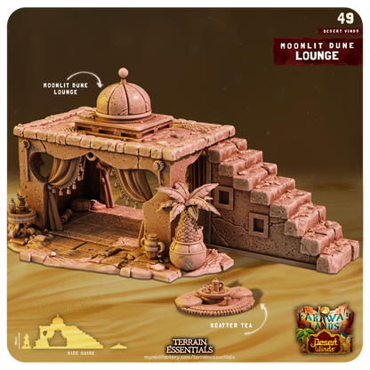 3D Printed Cast n Play Moonlit Dune Lounge Desert Winds Terrain Set 28mm 32mm D&D