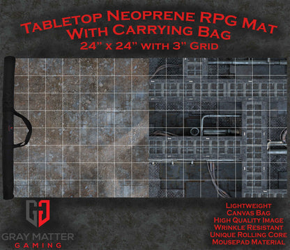 Sci-Fi Skirmish Premium - 24x24 with 3" Grid - Double Sided Neoprene Mat with Bag