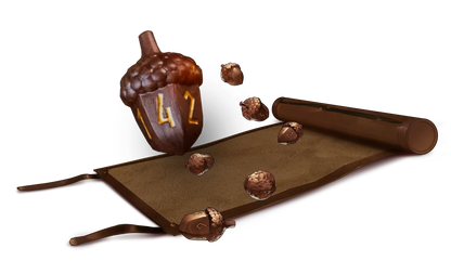 Leather Satchel with 6 Acorn Dice - Legend in the Mist