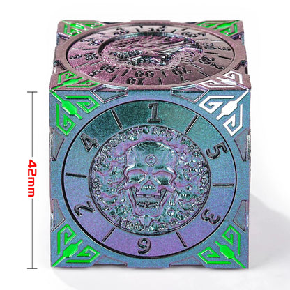 Cool Table Game Dice Spinner: 7-in-1 Metal Solid Cube Six-Sided Circular Spinning Roulette Dice