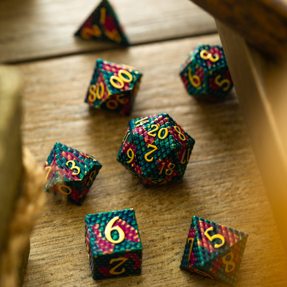 Dragon Scales Purple/Blue Metal DND Dice Set