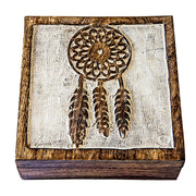 Dream Catcher Carved Wooden Box