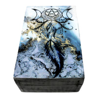Dreamcatcher Blue Black Wooden Box 4" x 6"