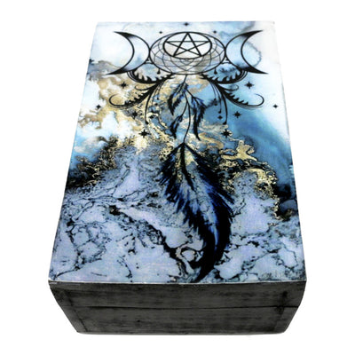 Dreamcatcher Blue Black Wooden Box 4