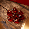 Dwarf Cut Red Gemstone Glass Premium DND Dice Set