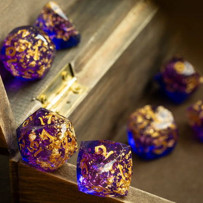 Dwarf Cut Arcane Nebula Handmade Resin DND Dice Set