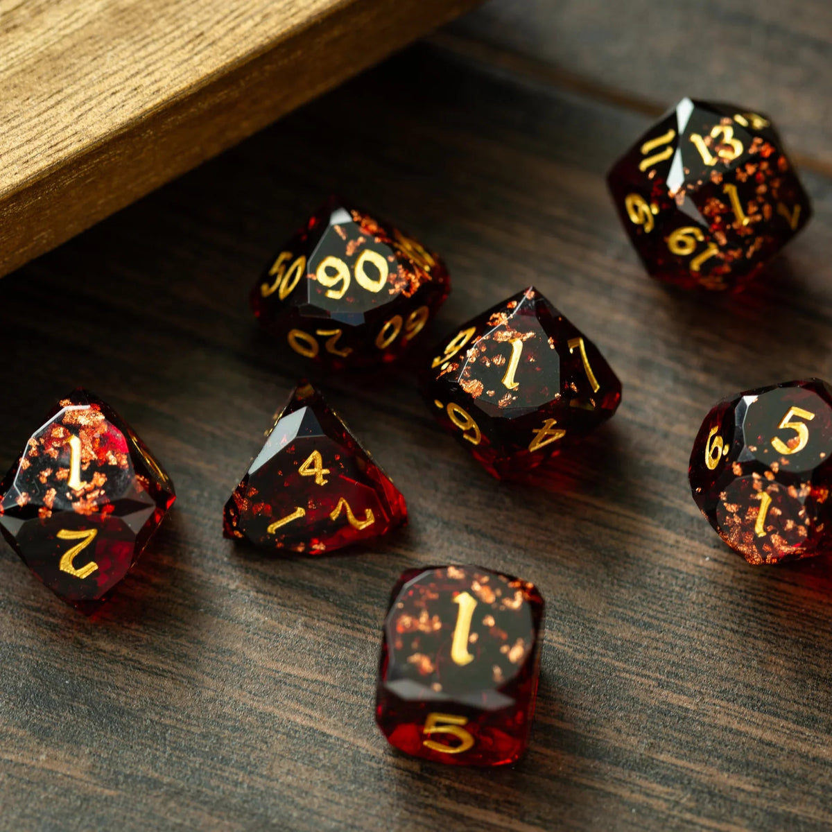 Dwarf Cut Dragonfire Handmade Resin DND Dice Set