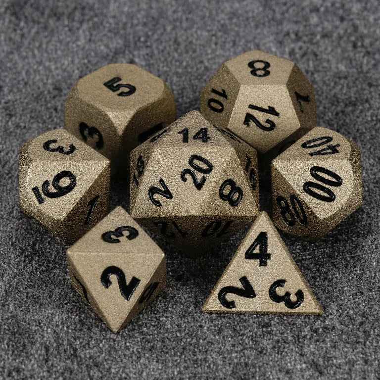 Dwarven-Forged Antique Gold Metal D&D Dice Set