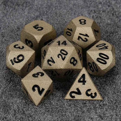 Dwarven-Forged Antique Gold Metal D&D Dice Set