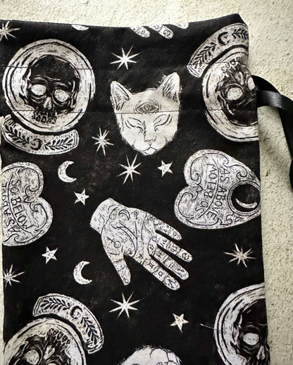 Witchy Tarot Card Drawstring Bag – Ouija Print Gift for Tarot Readers & Oracle Deck Lovers