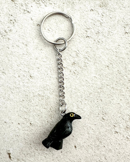 Crow Raven Bag Charm Keychain – Spooky Zipper Pull for Goths, Witches & Horror Fans
