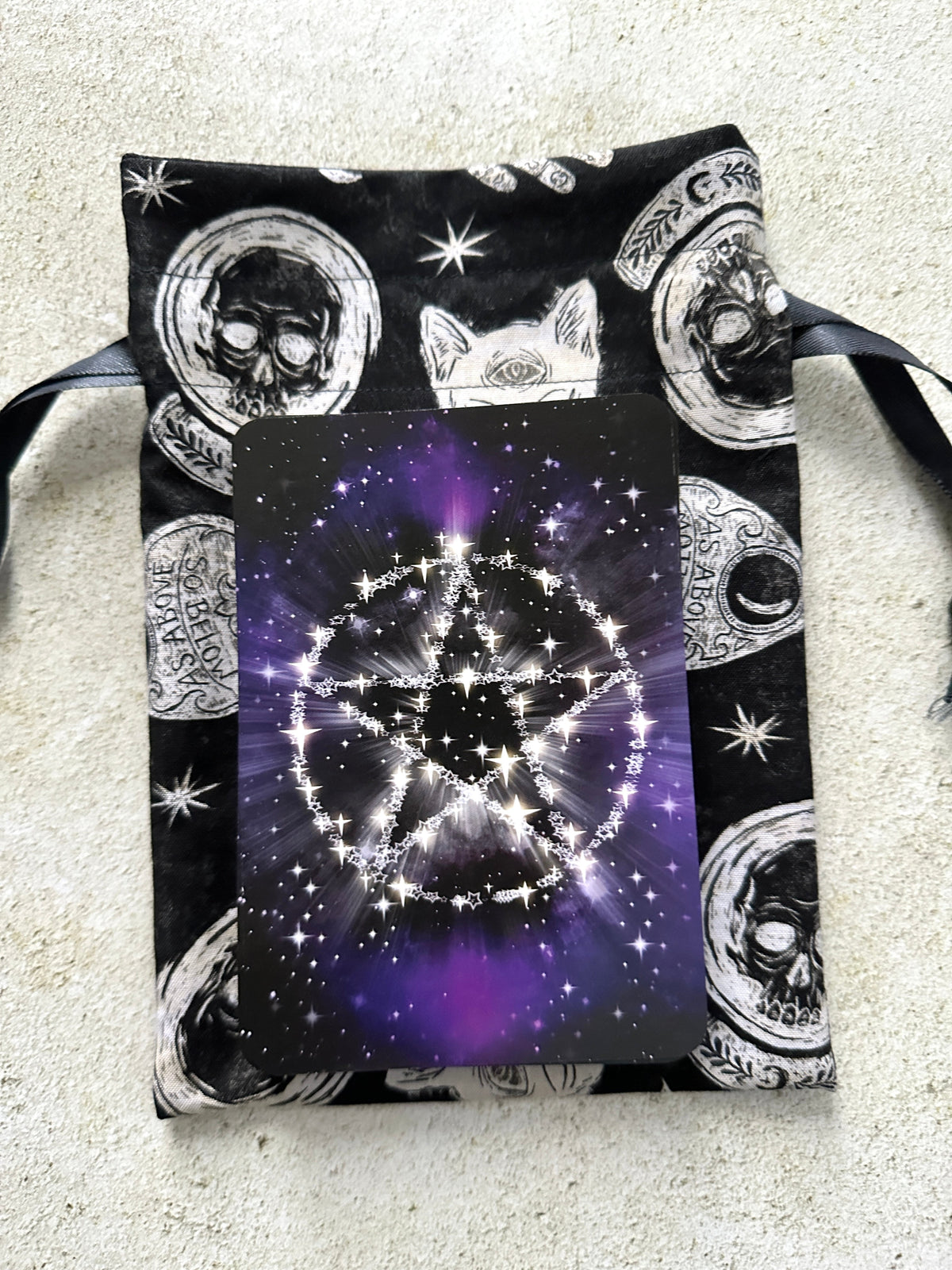 Witchy Tarot Card Drawstring Bag – Ouija Print Gift for Tarot Readers & Oracle Deck Lovers