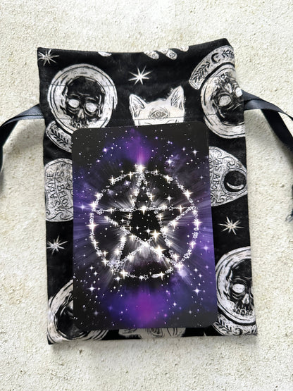 Witchy Tarot Card Drawstring Bag – Ouija Print Gift for Tarot Readers & Oracle Deck Lovers