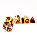 FanRoll 16mm Metal Polyhedral DND Dice Set: Gold w/Purple Enamel, Role Playing Game Dice for Dungeons and Dragons