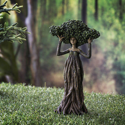 Ent Lady Ash Tree Statue - 8.15" Cold Cast Resin Treant Sculpture