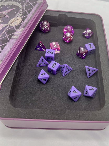 Epic Character Class Dice Set: The Wizard – 16-Piece Resin Dice in Rolling Tray Tin
