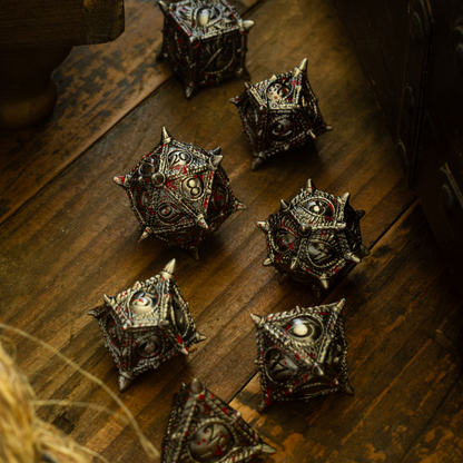 Everwatch Bloodstained Silver Metal DND Dice Set