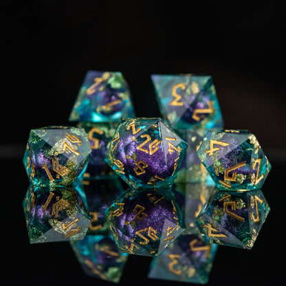 Siren's Treasure Liquid Core Dice Set – 7-Piece Polyhedral RPG Dice