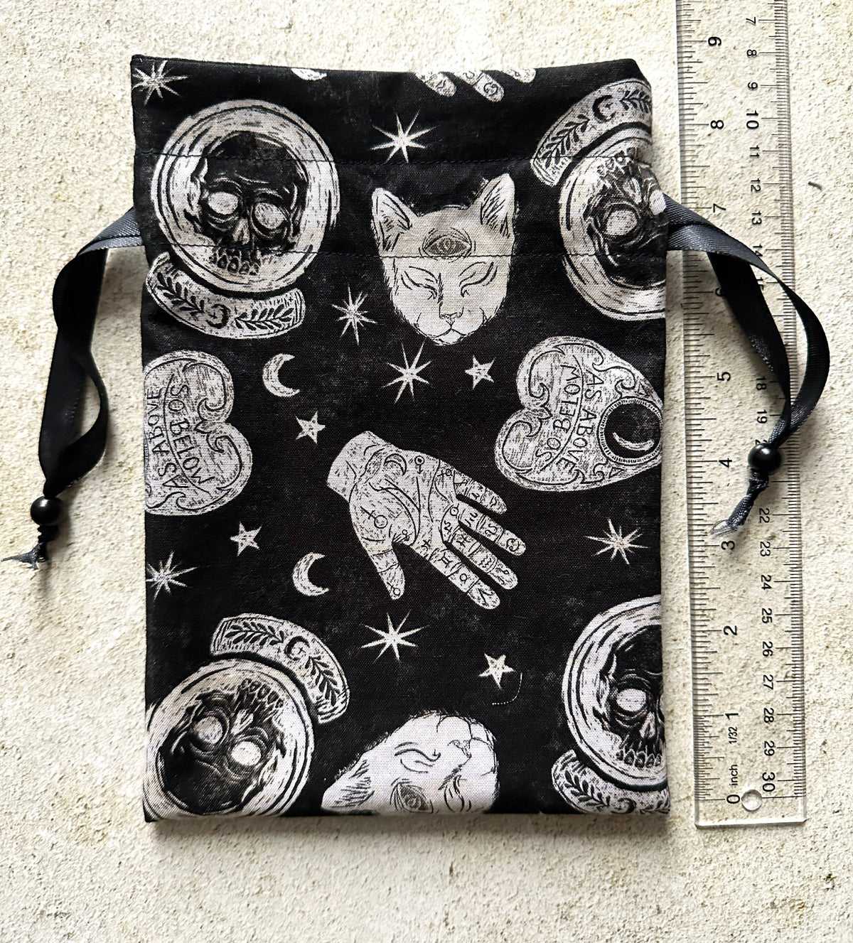 Witchy Tarot Card Drawstring Bag – Ouija Print Gift for Tarot Readers & Oracle Deck Lovers
