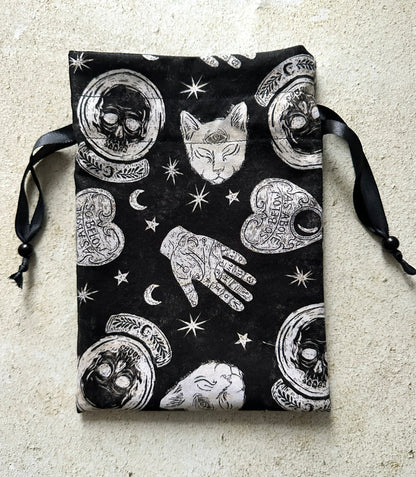 Witchy Tarot Card Drawstring Bag – Ouija Print Gift for Tarot Readers & Oracle Deck Lovers